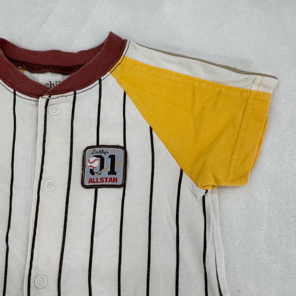 Carters Romper Outfit Baby Boy 18M Retro Baseball Pinstripe Jersey Child of Mine - Picture 2 of 5